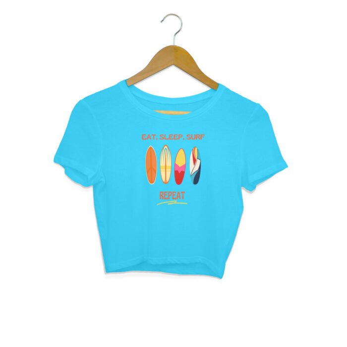 Women's : Eat Sleep Surf Repeat Crop Top - Image 1