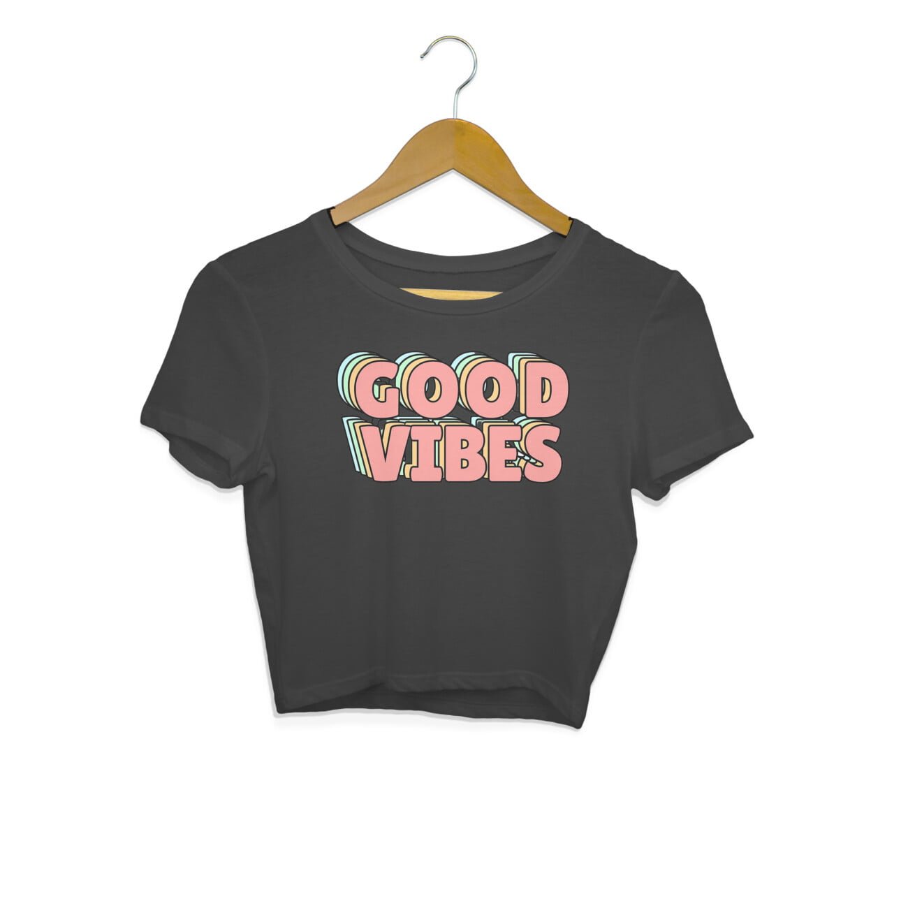 Grey good 2025 vibes crop top