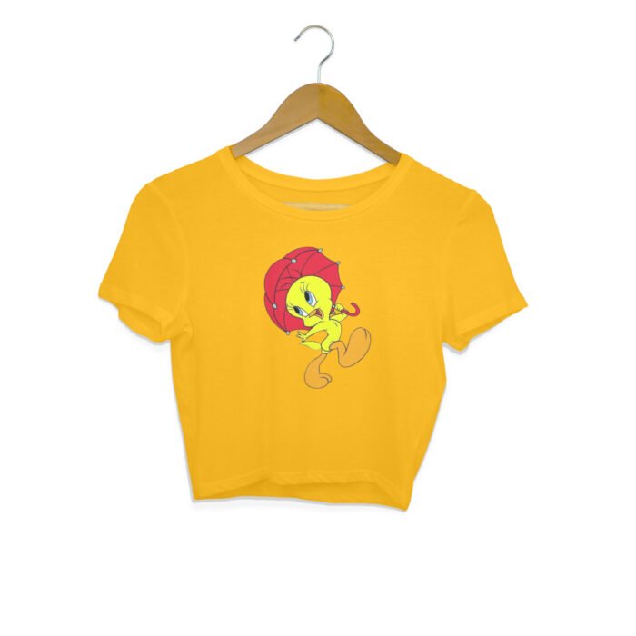 Women's : Tweety with Umbrella Crop Top - Image 3