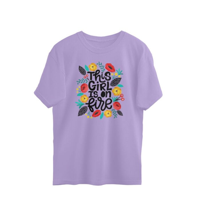 Women's : Girl on fire Oversized Tees - Image 1