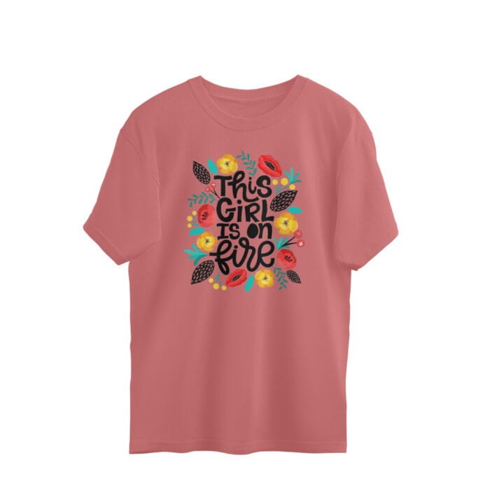 Women's : Girl on fire Oversized Tees - Image 2
