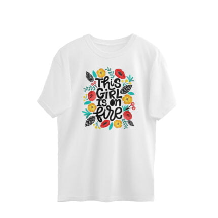 Women's : Girl on fire Oversized Tees - Image 3