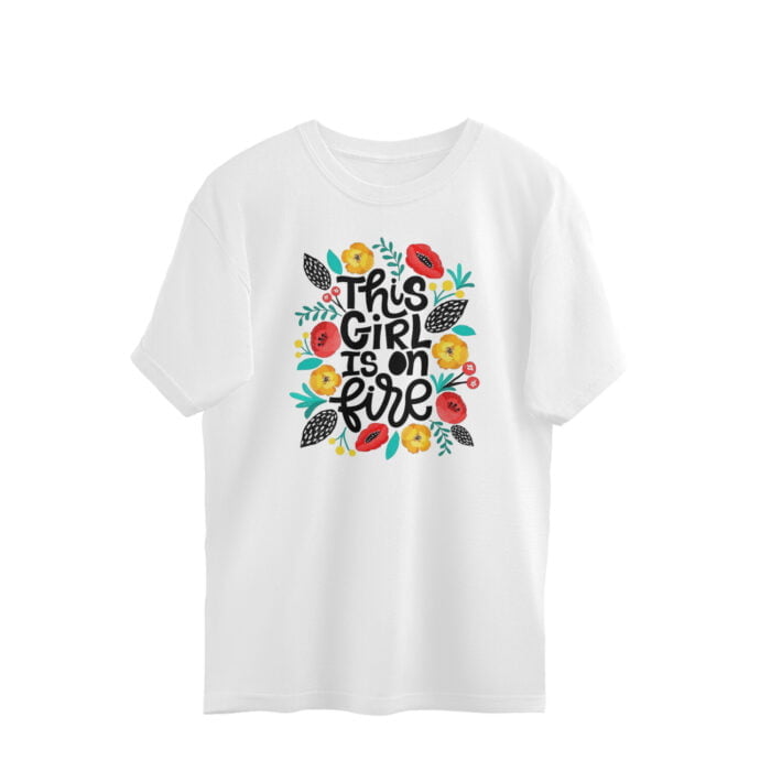 Women's : Girl on fire Oversized Tees - Image 3