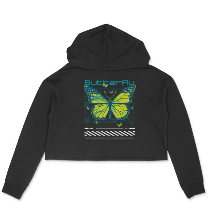 Women’s :  Butterfly Crop Hoodie - Image 1